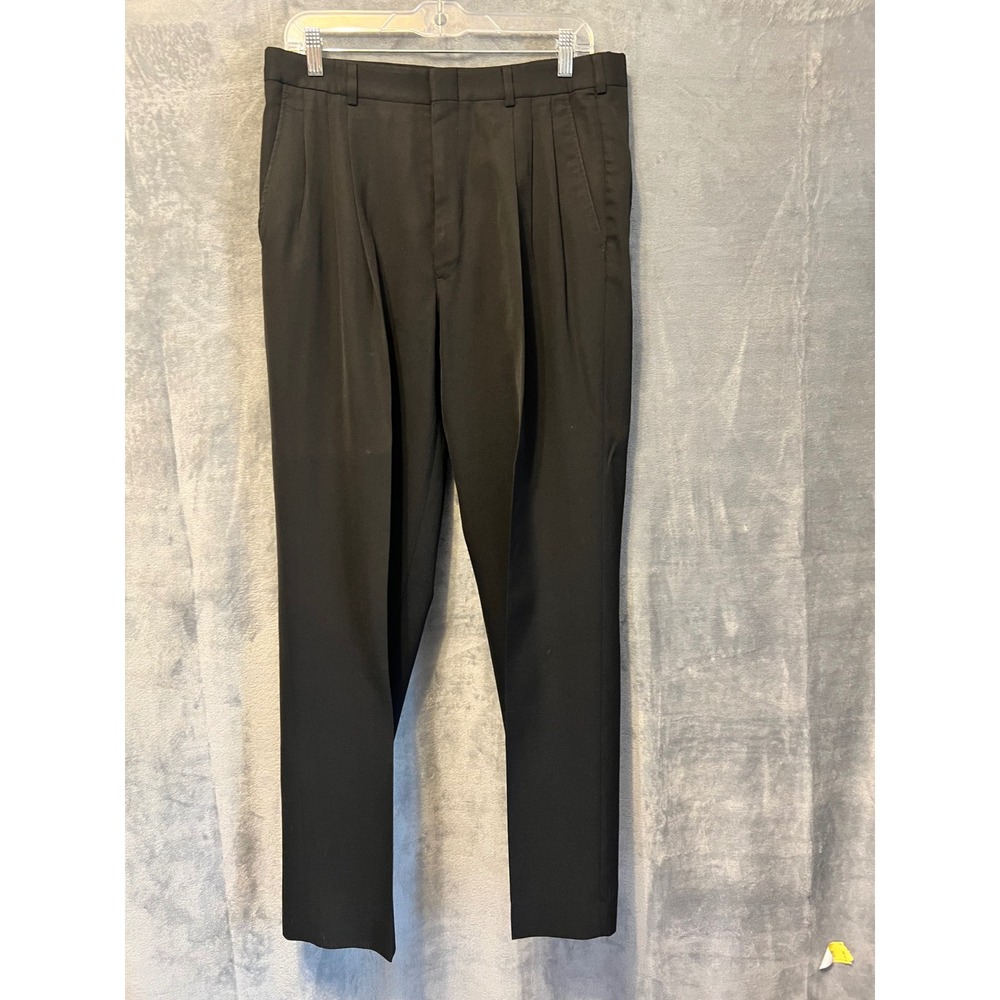 City Streets Black Pleated Dress Pants Mens 34x31.5 Classic Fit Slacks